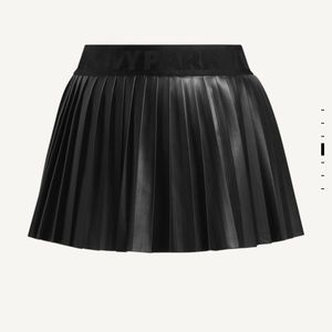 Ivy Park Black Noir Leather Pleated Mini Skirt
